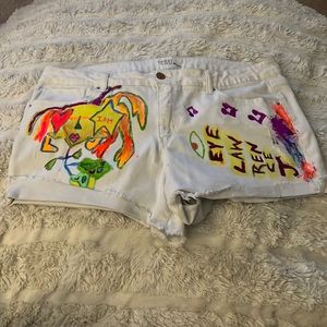 Denim white shorts reVamped by EyeLawrenceJ